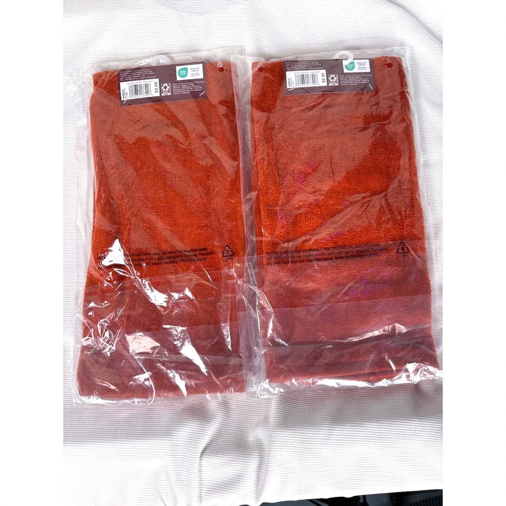Celebrate Together Fall Hand Towel Set of 2 Orange Embroidered Pumpkin Cotton